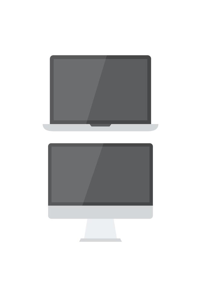 simple laptop and monitor illustration icon for design. office symbol vector