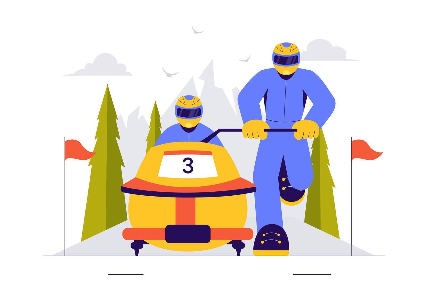 Competitive Bobsledding Art of an Athlete on Snow and Ice for Winter Sports vector