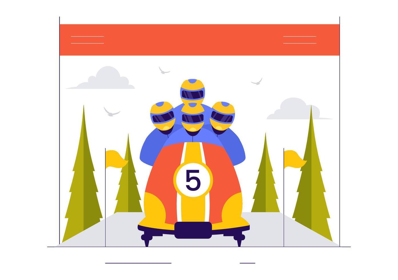 Winter Competition Illustration of an Athlete Racing in a Bobsleigh Event vector