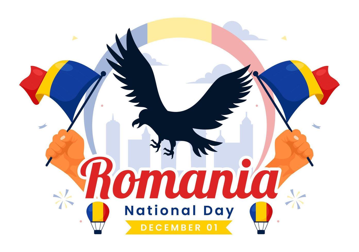 Design of Romania National Day on December 1st Featuring Patriotic Flag and Celebration vector
