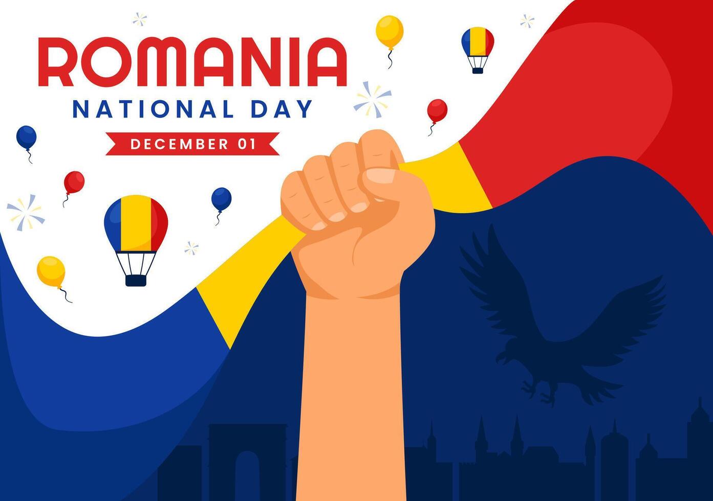 Romania National Day Art with Waving Flag for Great Union Holiday Celebration vector