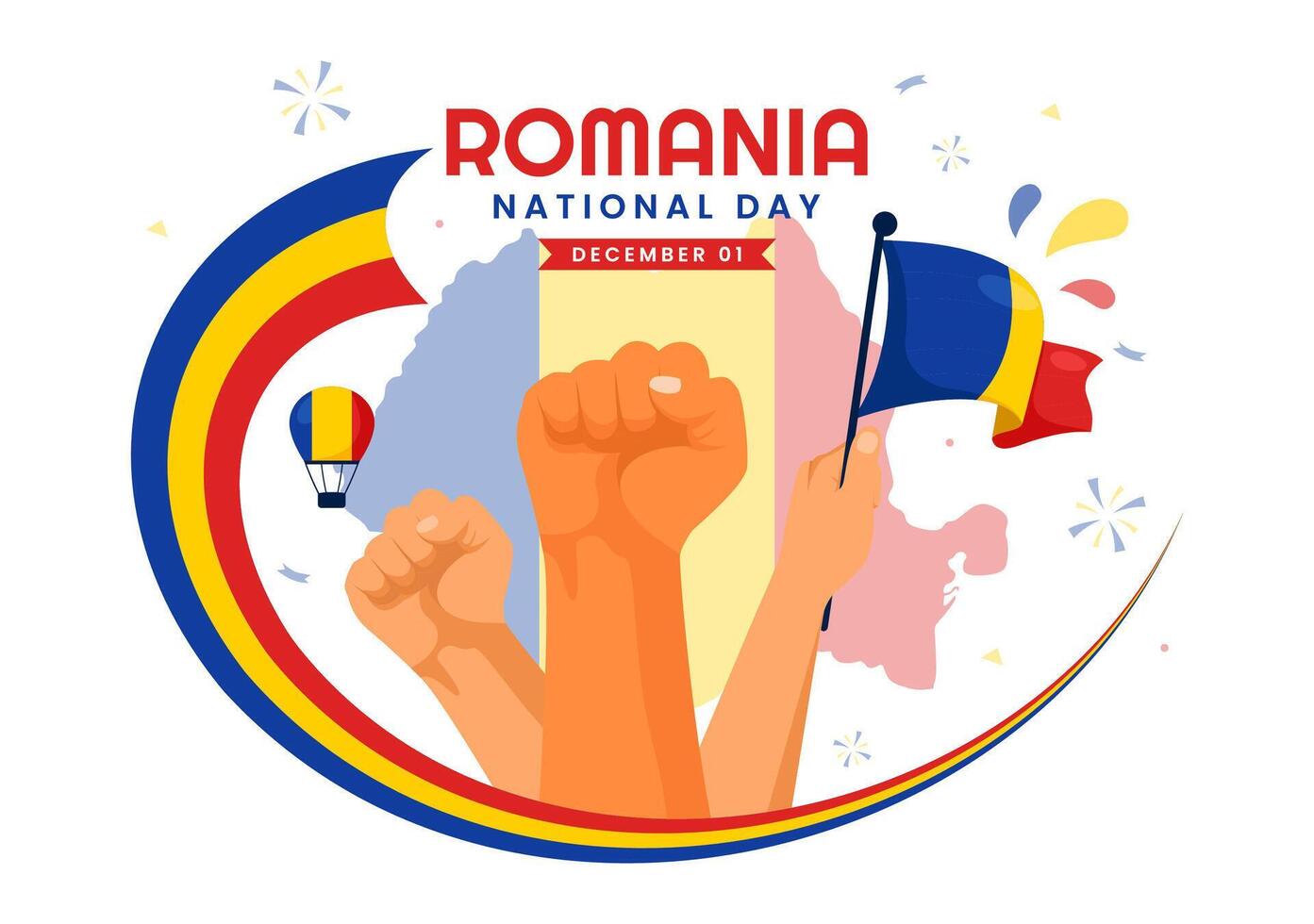 Romanian Flag Waving Proudly on National Day - December 1st Illustration vector