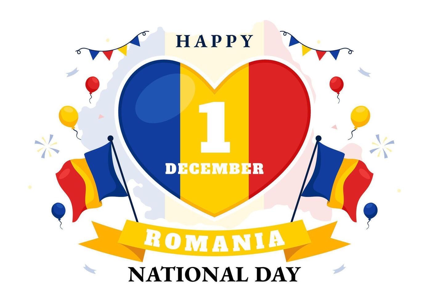 Great Union Day Art with Romanian Flag on December 1st Memorial Celebration Background vector