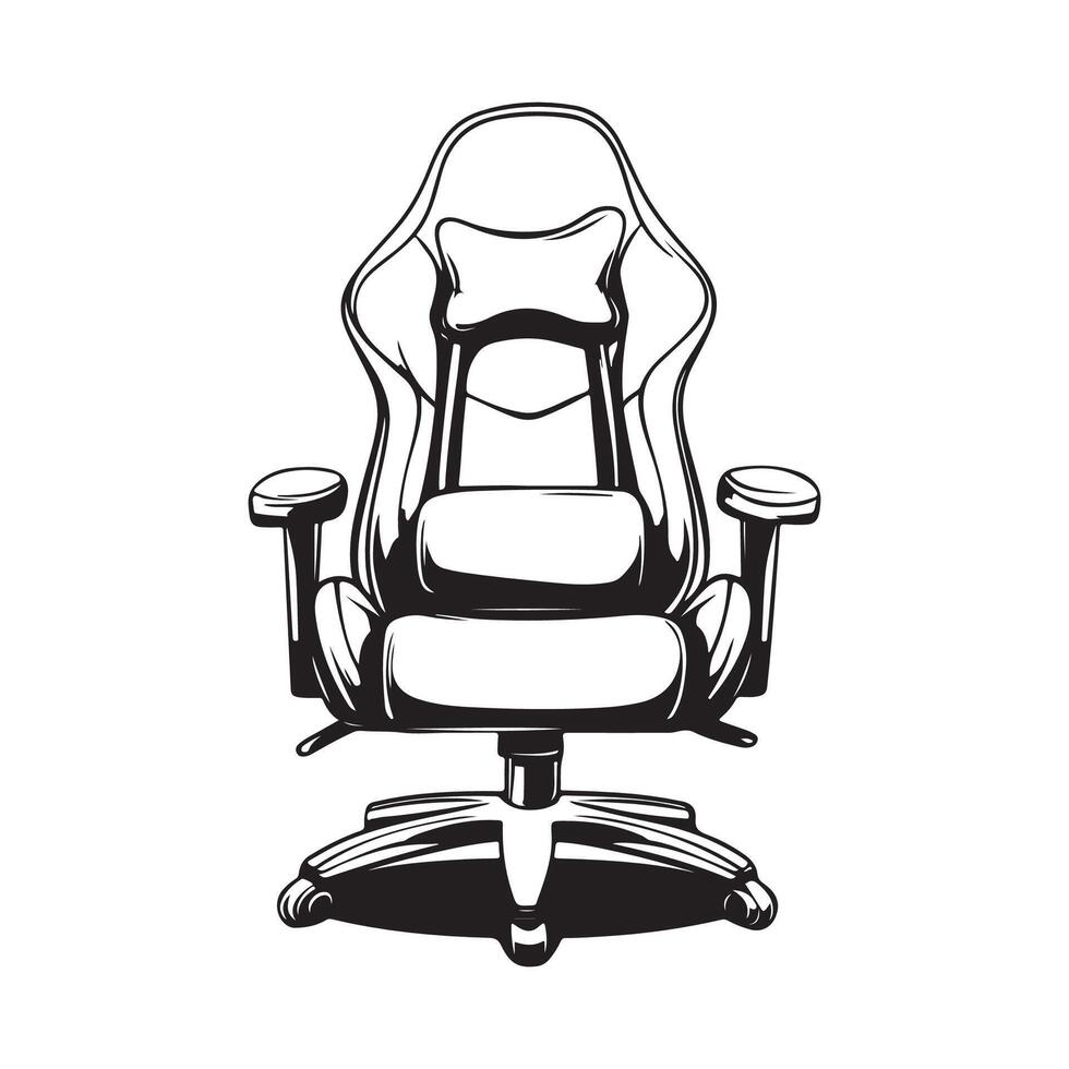 Black and white Gaming Chair stock Images. Black and white of a Gaming Chair Image isolated on white background vector