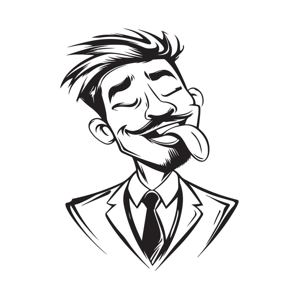 Man Sticking Tongue Out Stock Illustrations on white background vector