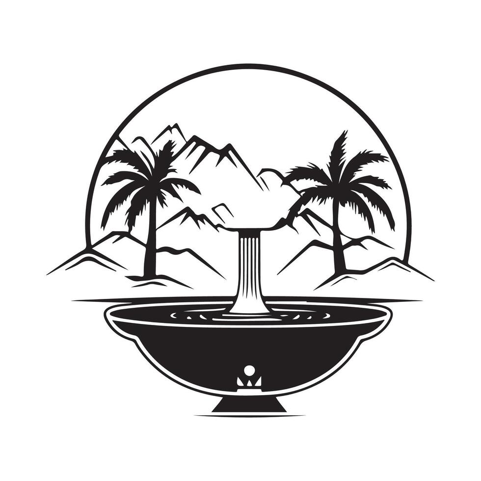 A water fountain in the middle of the desert stock image isolated on white background. vector