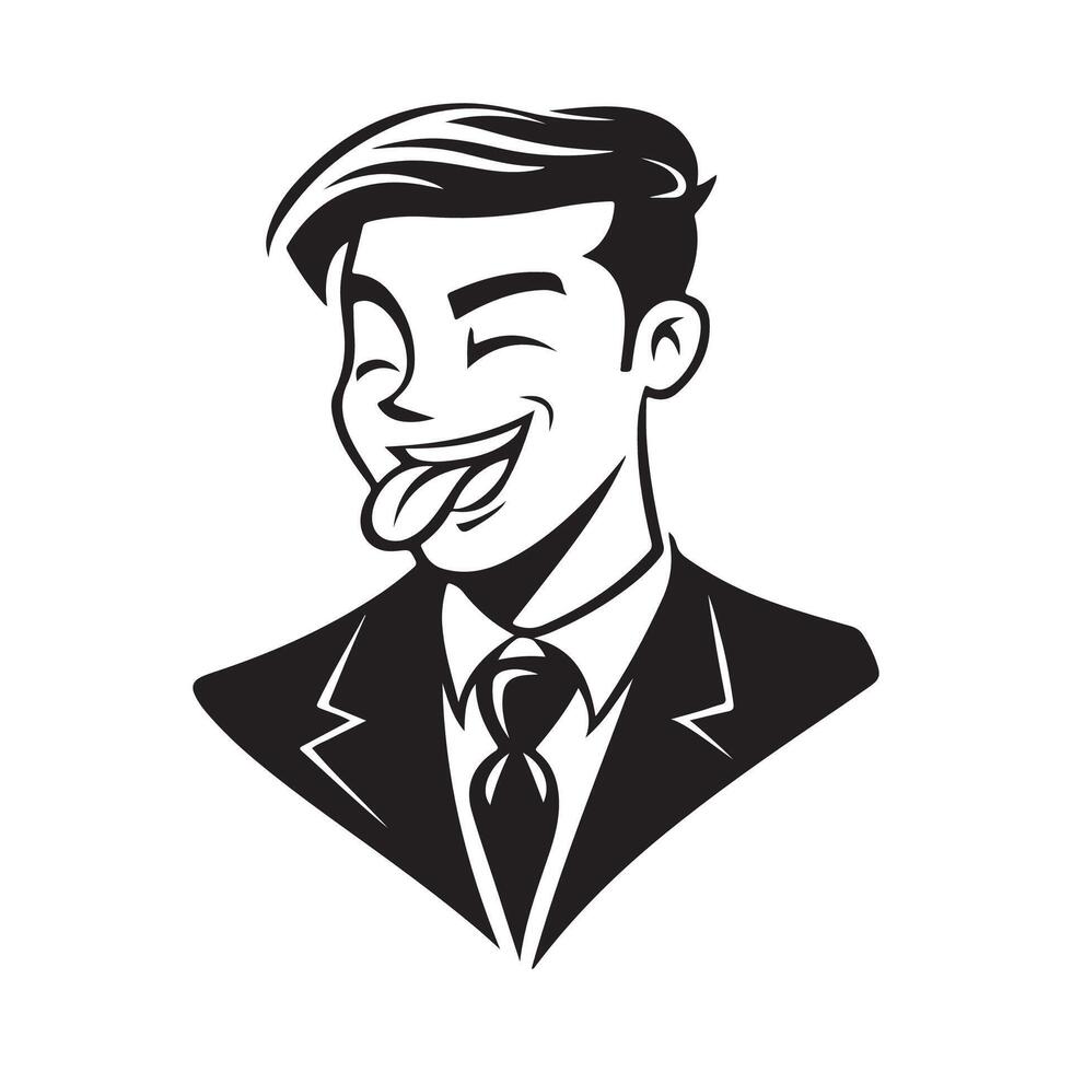 Guy Sticking Tongue Out Stock Illustrations on white background vector