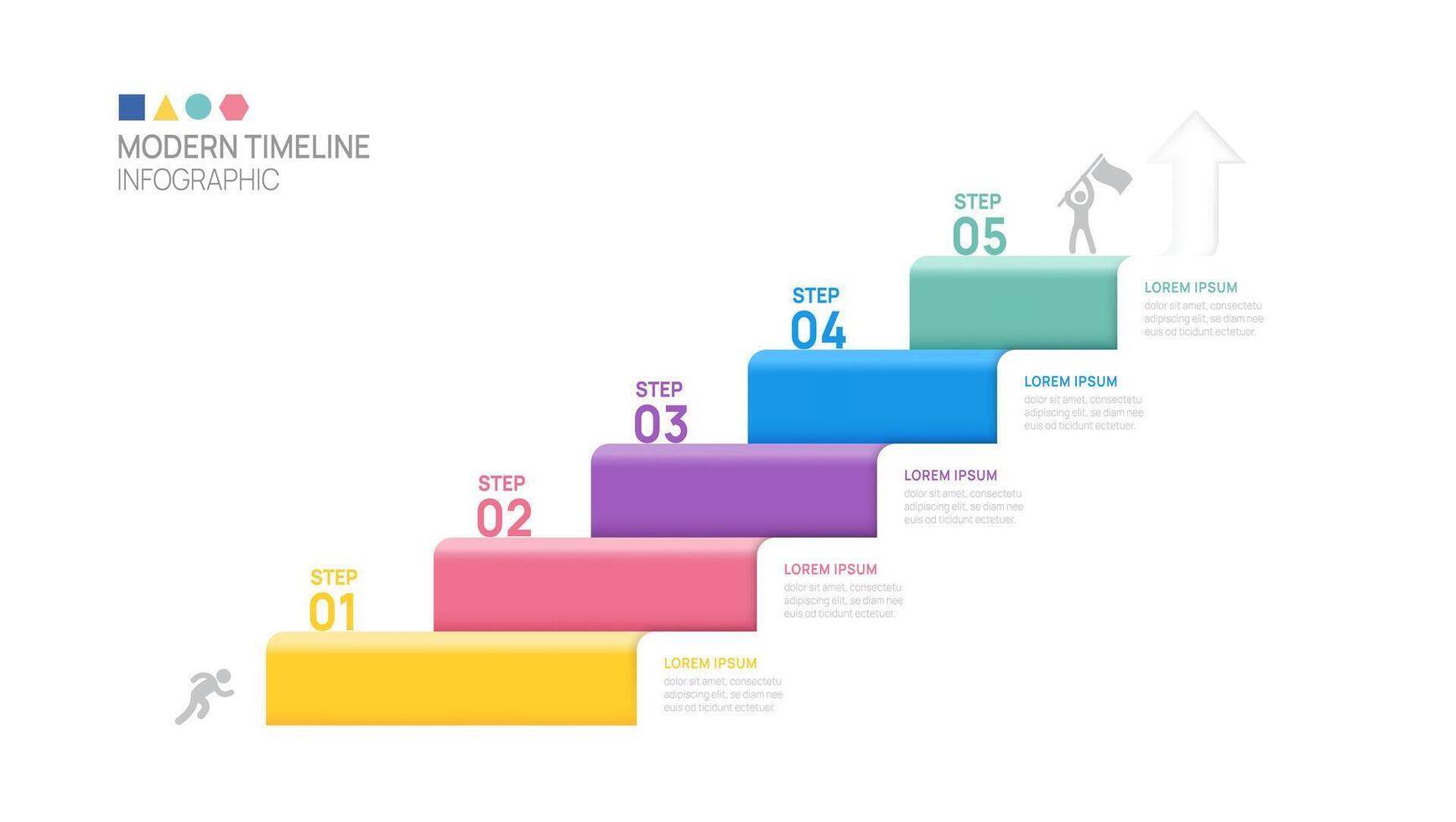 ladder Infographic 5 steps stairs to success growth template. Business process. illustration. vector
