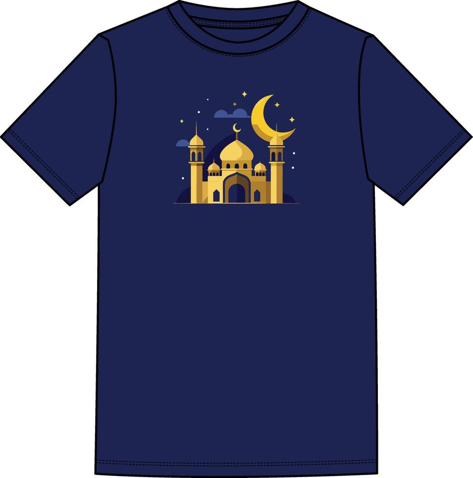 A t - shirt with a mosque and crescent moon vector