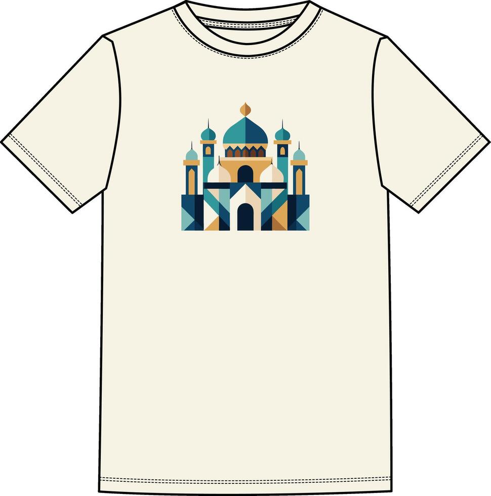 A t - shirt with a mosque on it vector