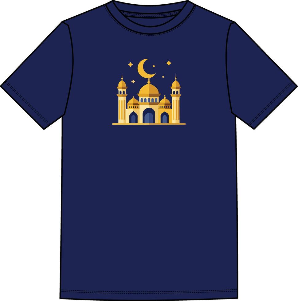 A t - shirt with a mosque and crescent moon vector