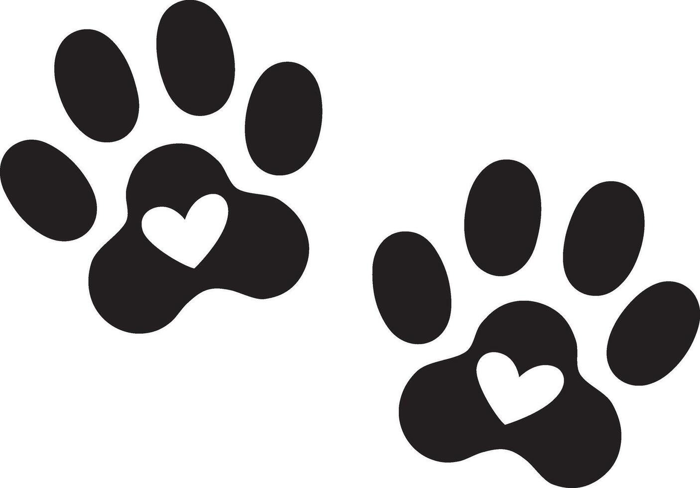 Heart and Paw Print in Fun Cartoon Style on White Background Great for Pet Art Lovers vector