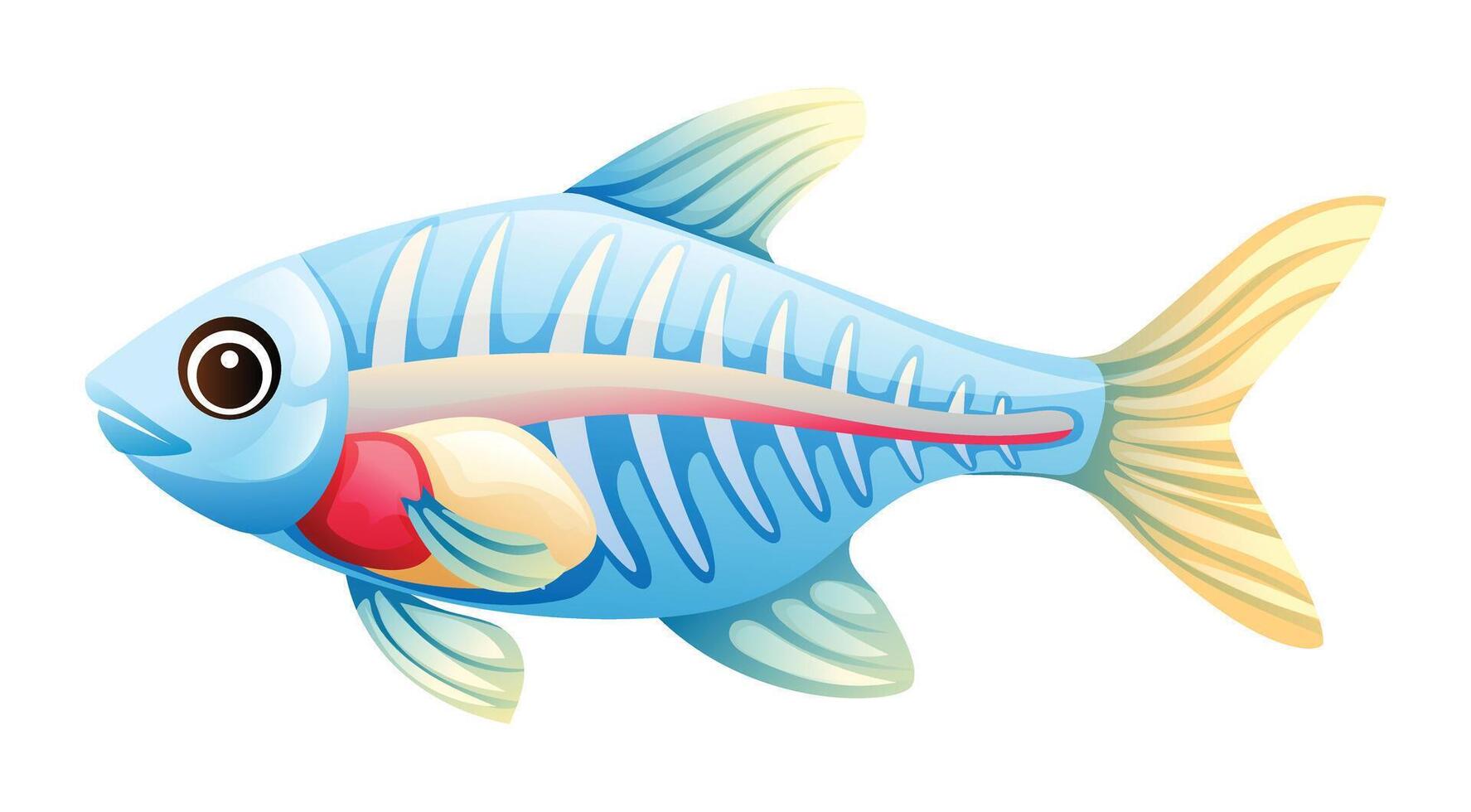 X-ray fish cartoon illustration isolated on white background vector