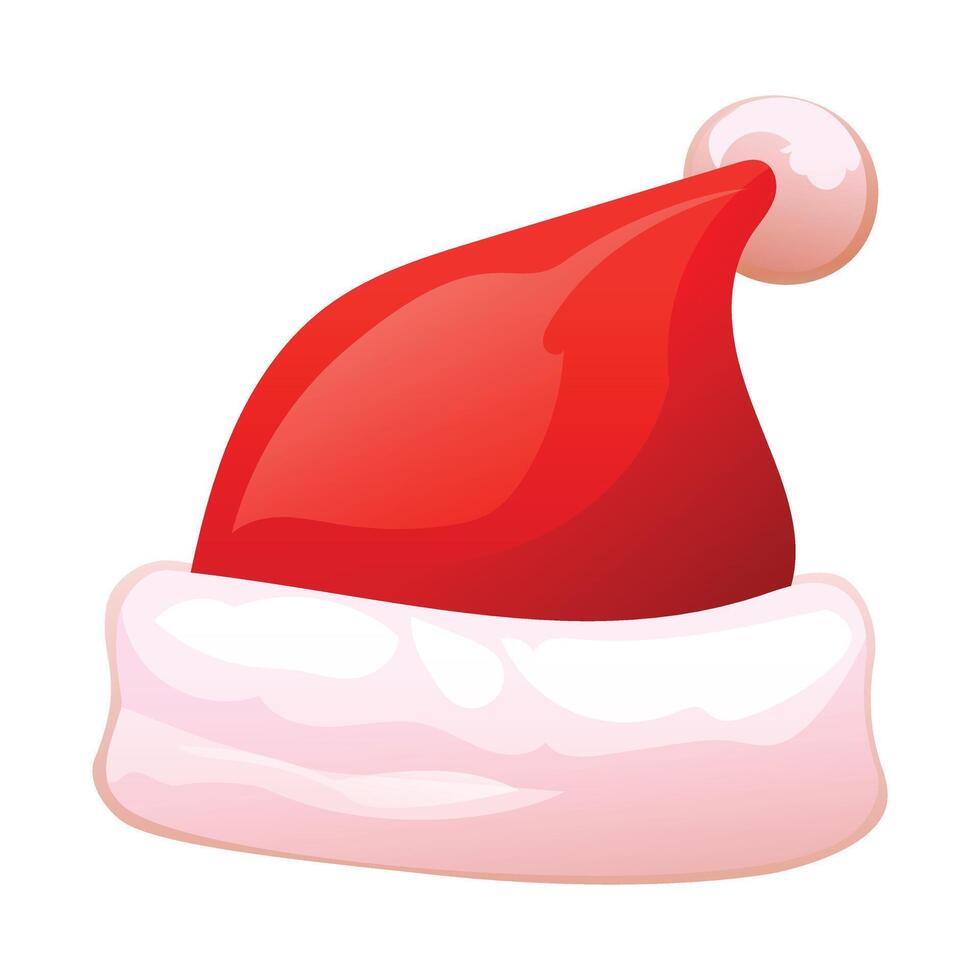 Christmas red hat Santa Claus. Cartoon illustration isolated on white background vector