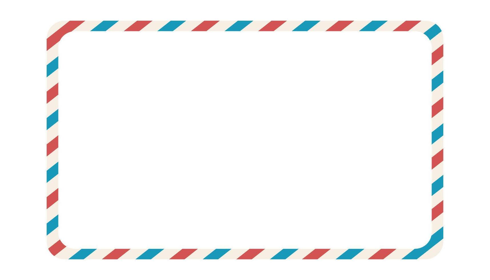 Airmail blank postcard template retro border envelope with stripes. Paper texture, vintage mail. Air post letter. Blank envelope vector