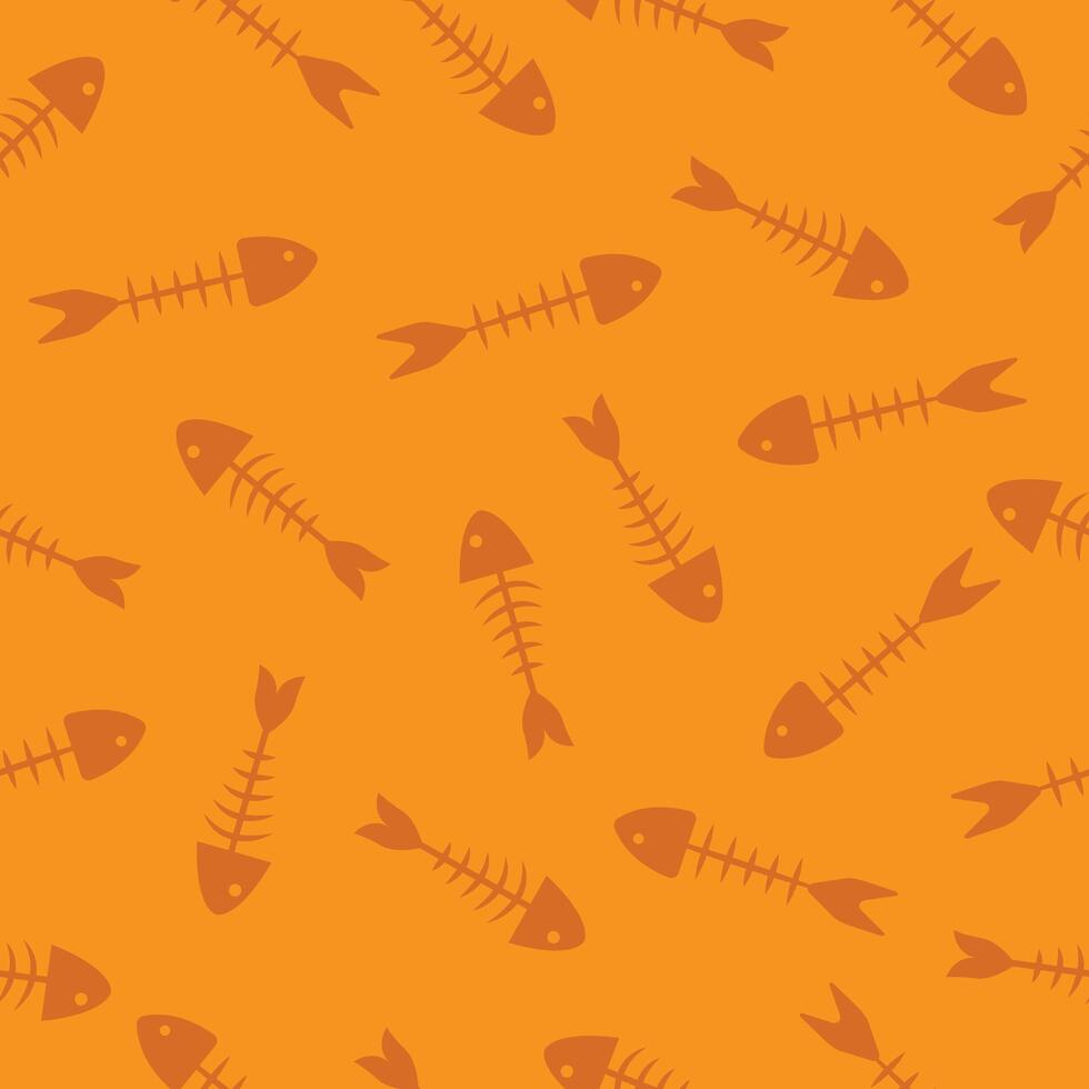 Fish seamless pattern on orange background. Fish fabric motif vector