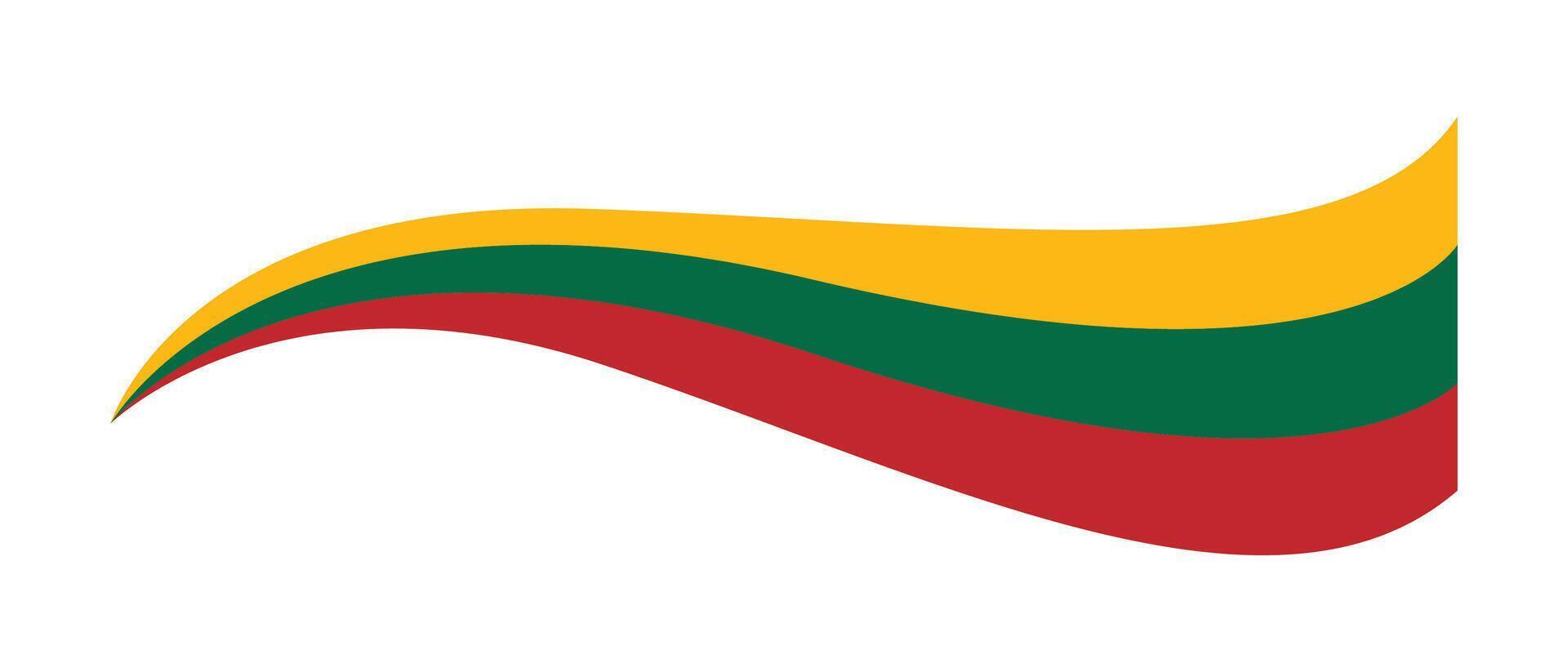 Flag of Lithuania is shown in a wavy shape vector