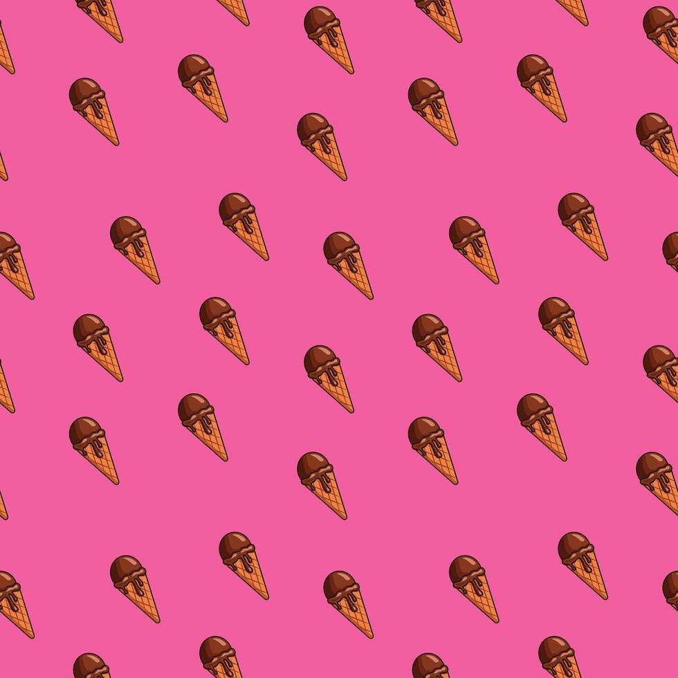 Melted chocolate ice cream cones on pink background vector