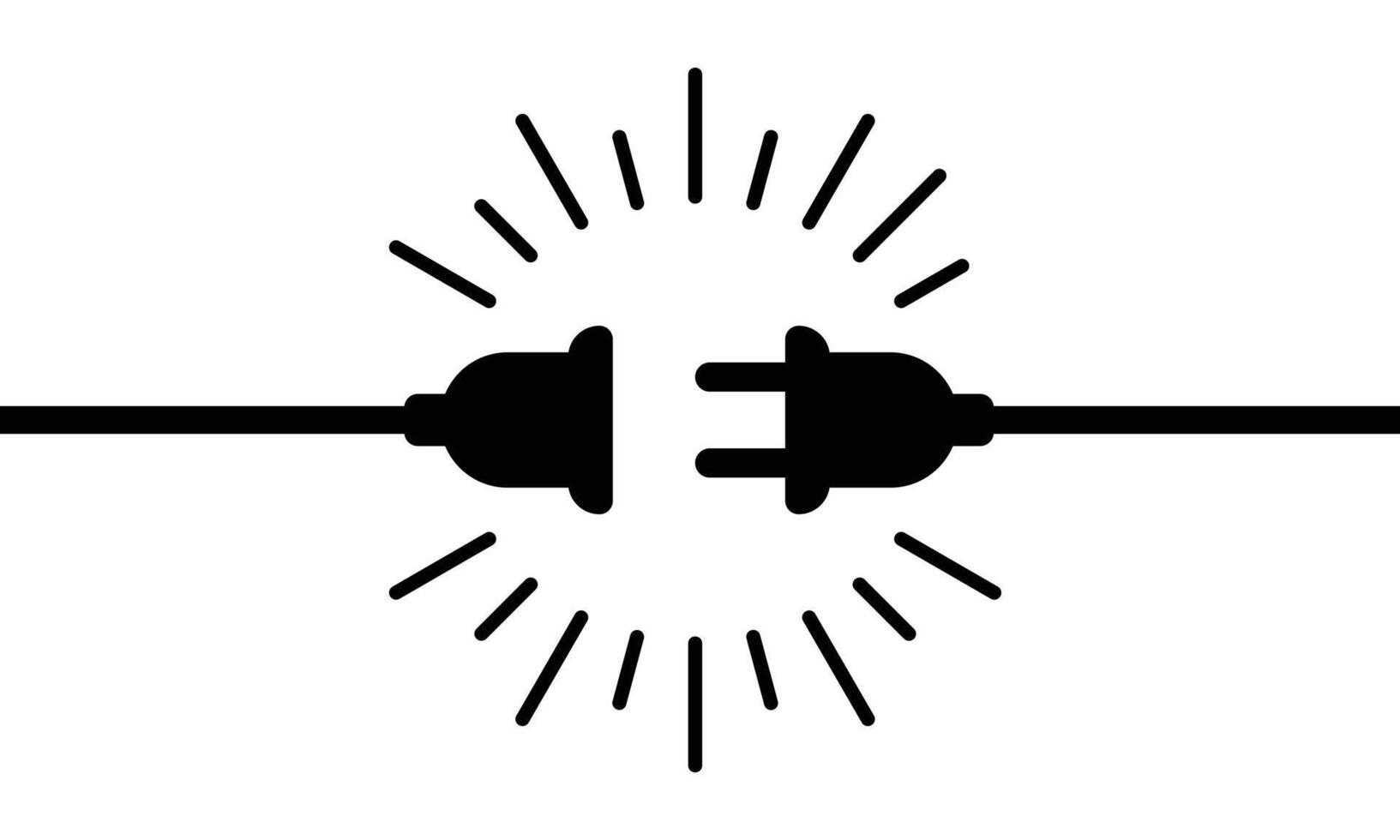 Electric socket with plug icon silhouette. Connection and disconnection concept. Concept of 404 error connection. Electric plug and outlet socket unplugged illustration vector