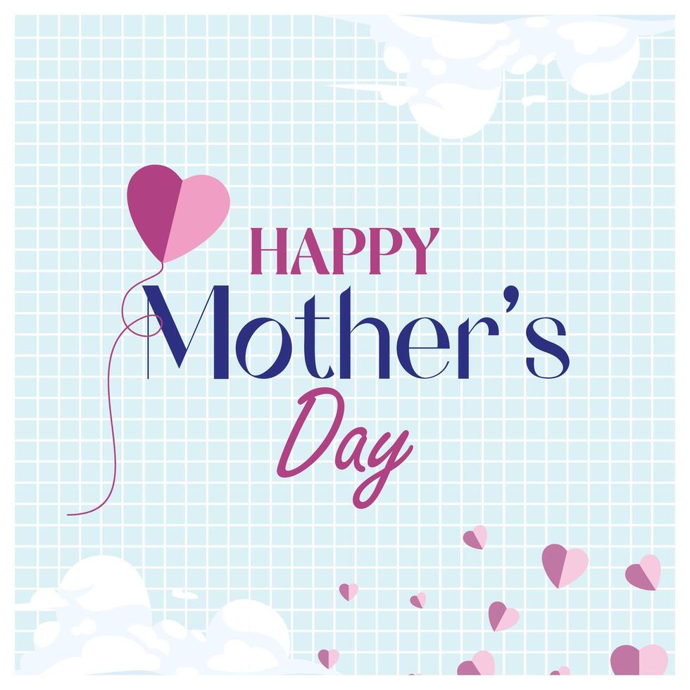 Heart-shaped symbol of love. Flying paper elements in the blue sky. Mother's Day concept. Flat illustration. vector