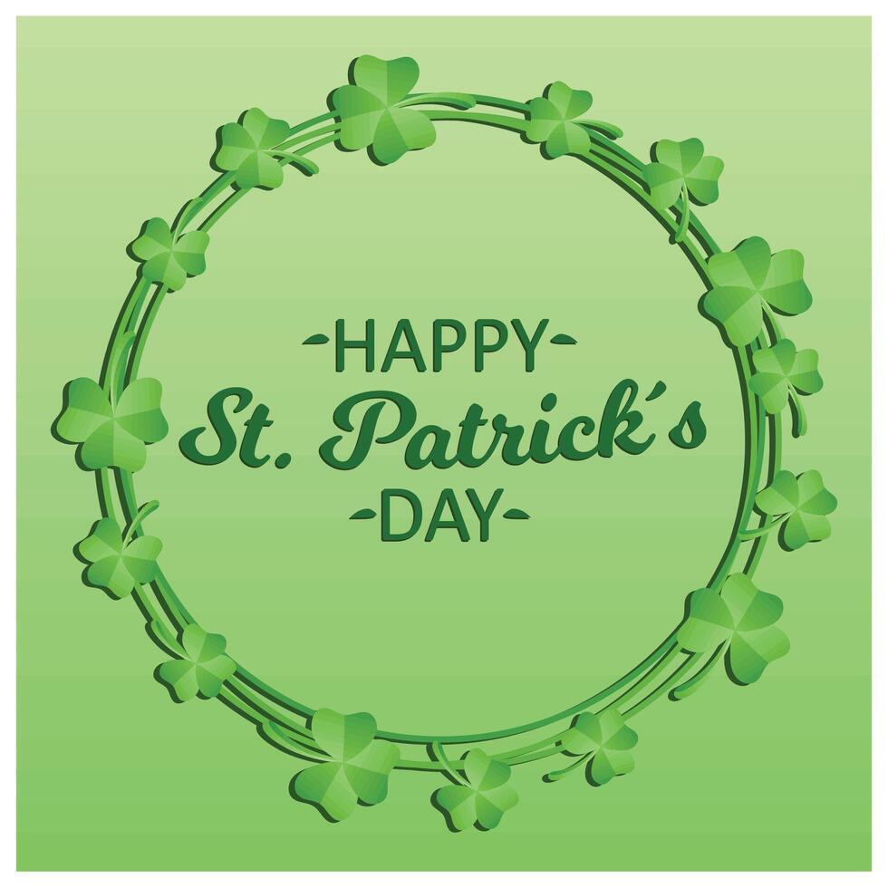 St. Patrick's Day Patrick with a garland of clovers. Green celebrations in Ireland. St. Patrick's Day concept. Flat illustration. vector