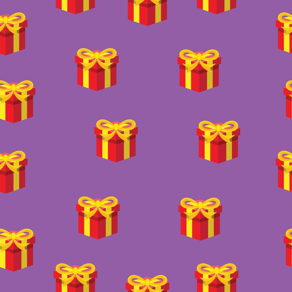 Seamless pattern background with red giftbox illustration on the light pink background. Present, surprise, package, birthday vector