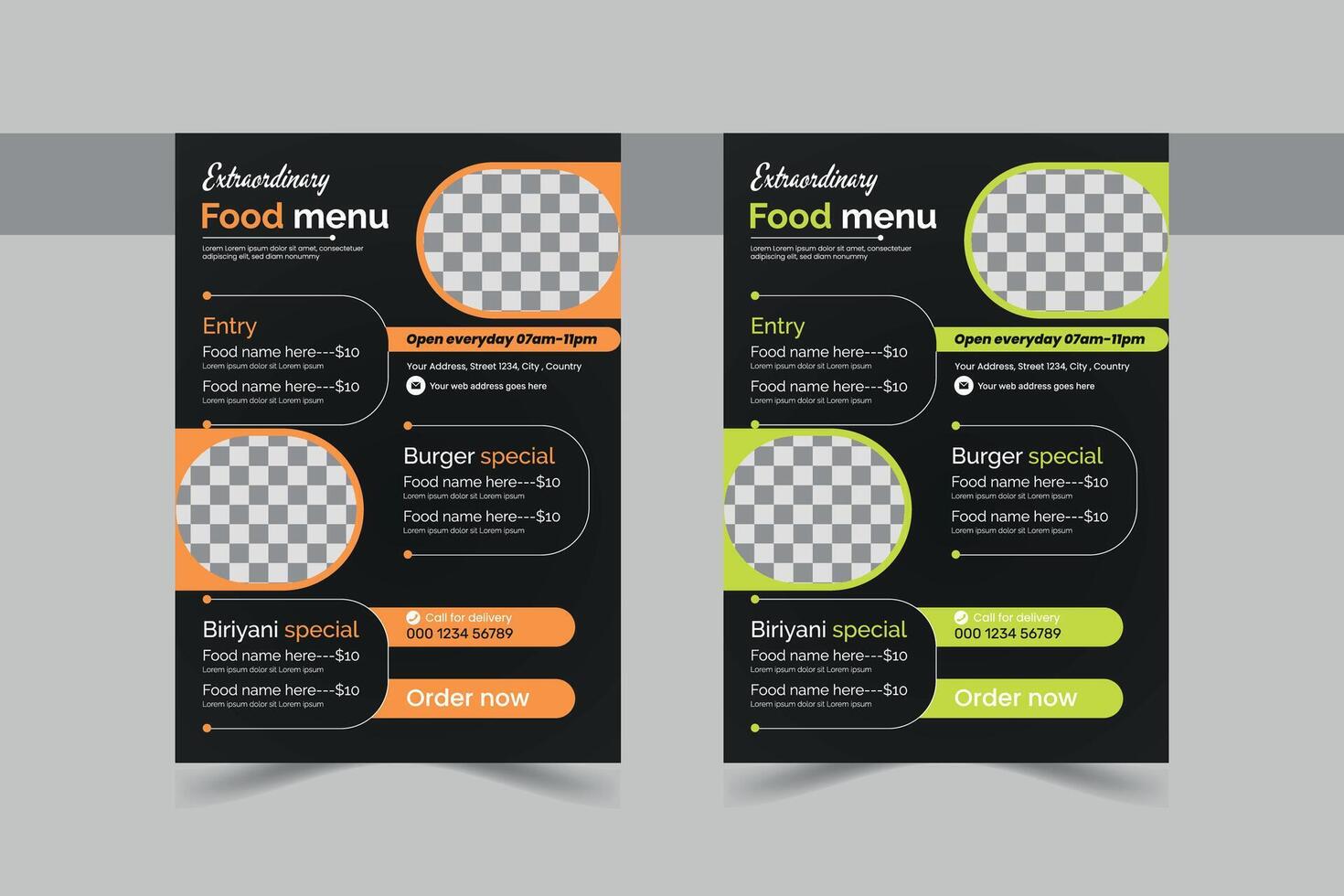 Food Flyer design Restaurant food menu Presentation Template vector