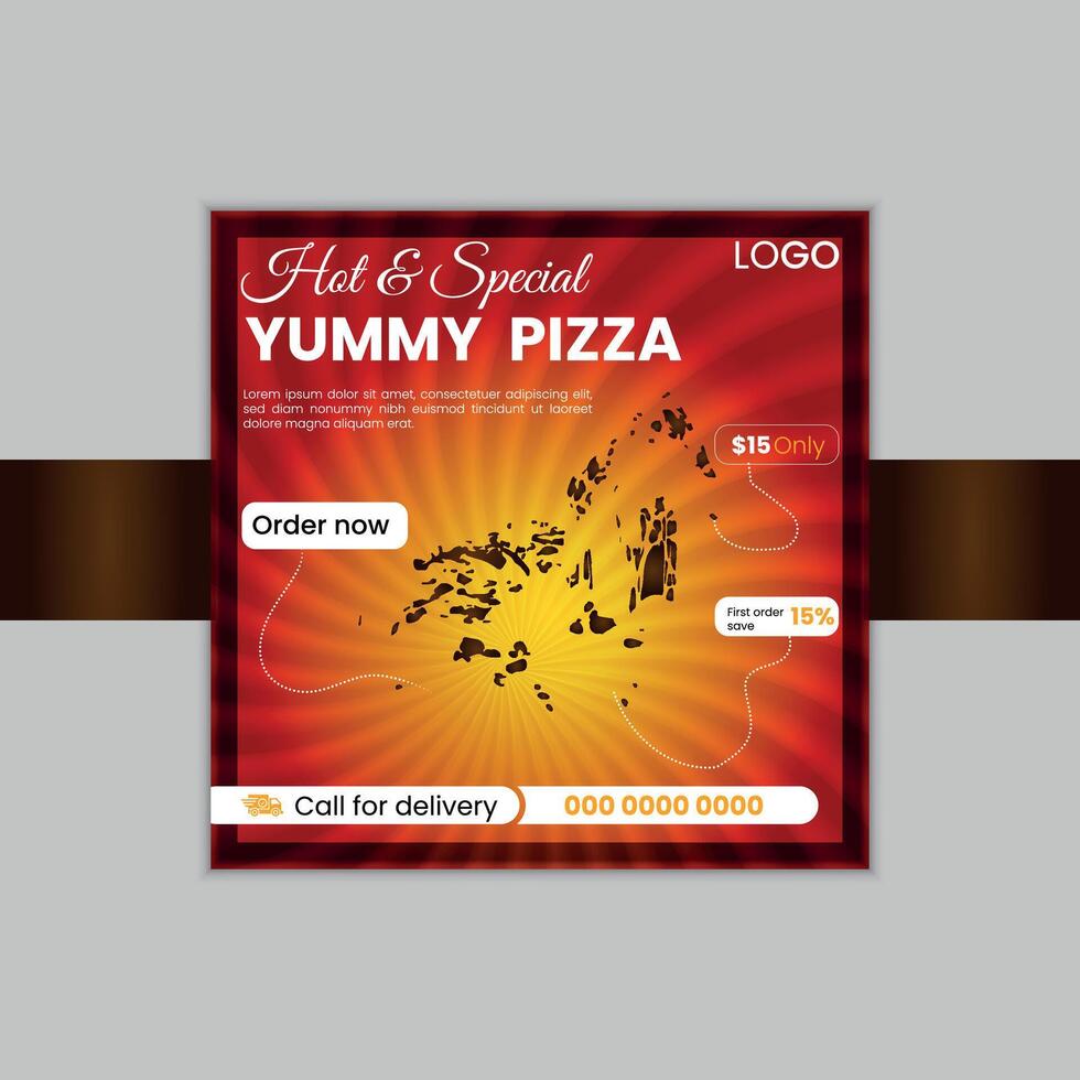 Hot Pizza Social media Food Menu Design Template Layout vector