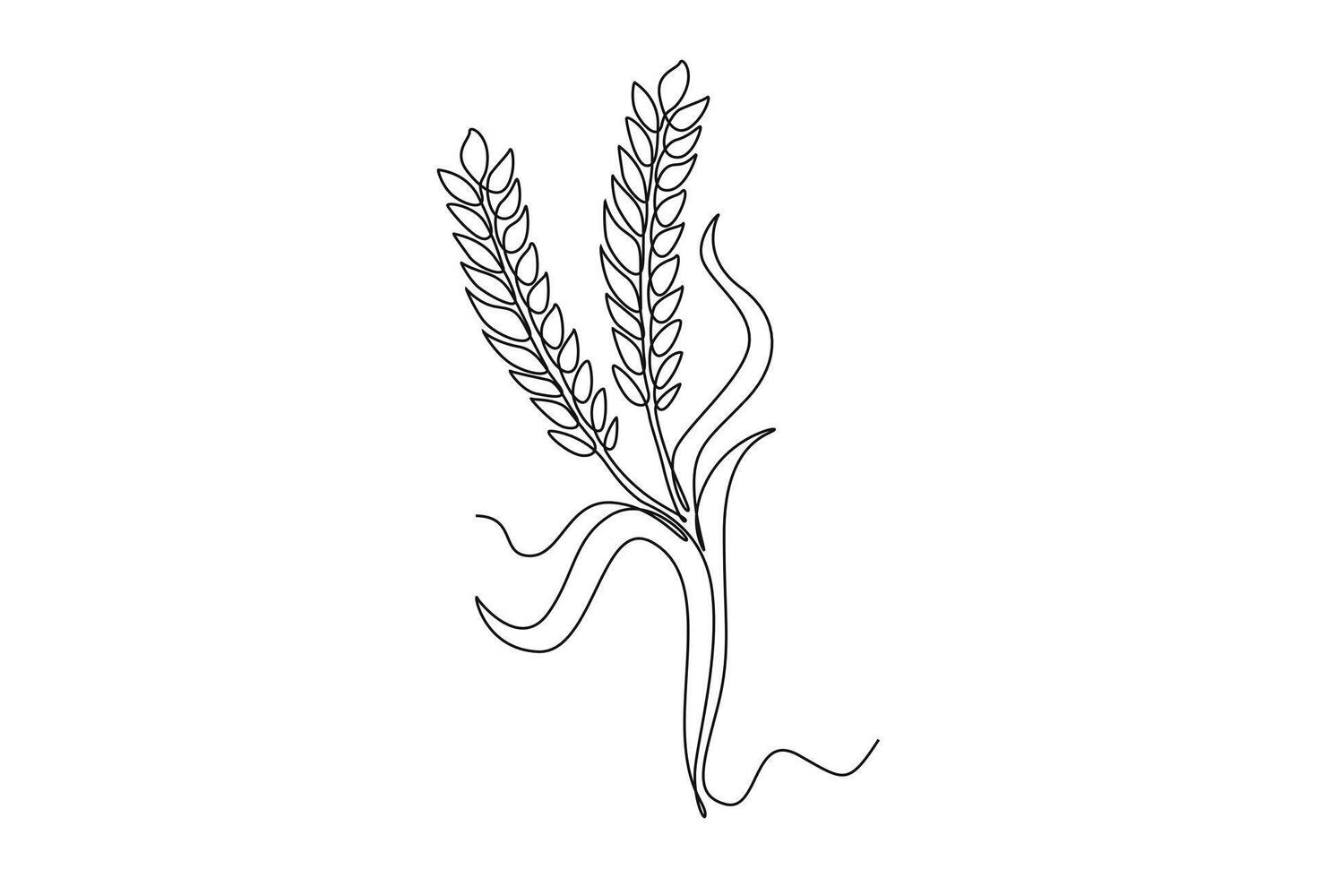 Single continuous line drawing whole healthy organic wheat grain for farm logo identity. Fresh staple food concept for breakfast cereal icon. Dynamic one line draw graphic design illustration vector