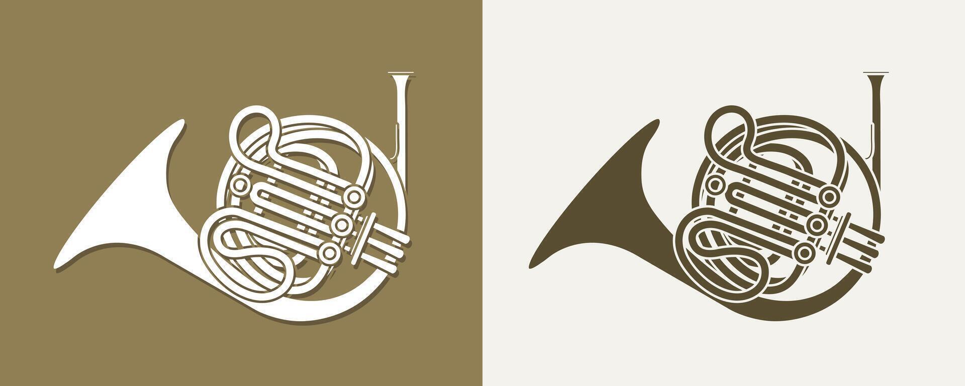 French Horn Orchestra Instrument Cartoon Music Graphic vector