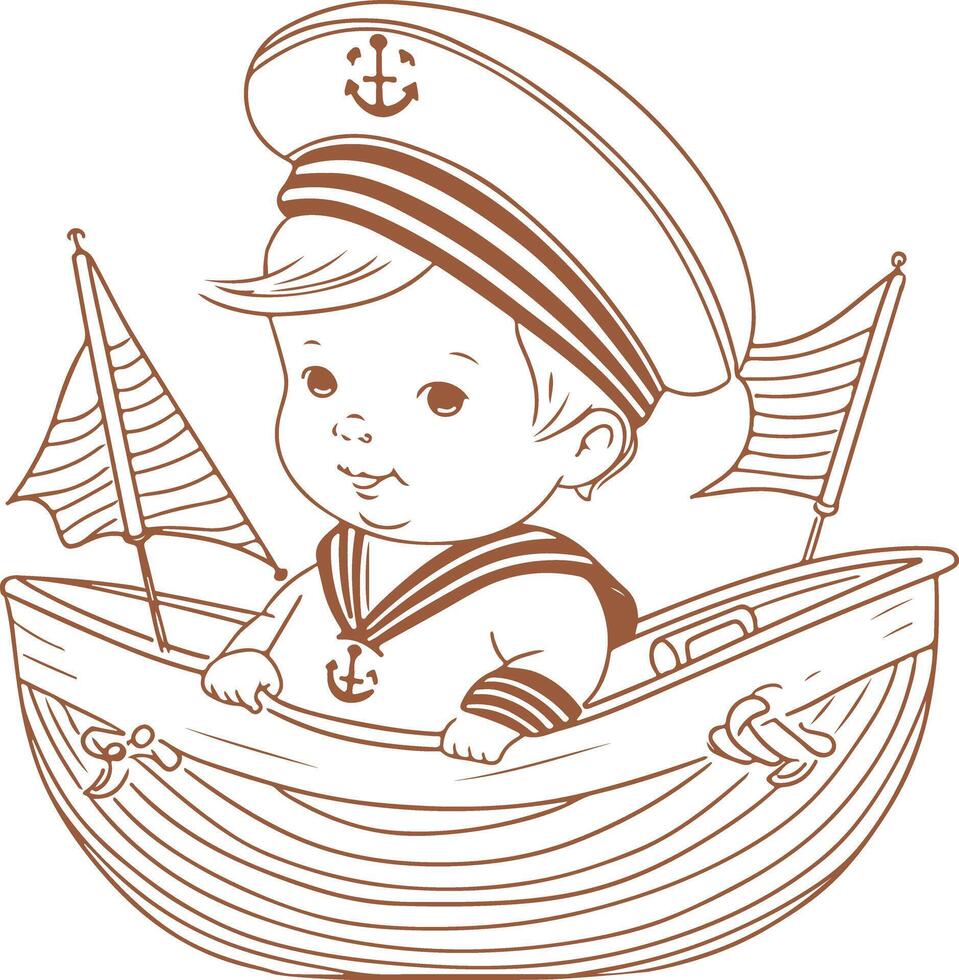 A little sailor in a boat vector