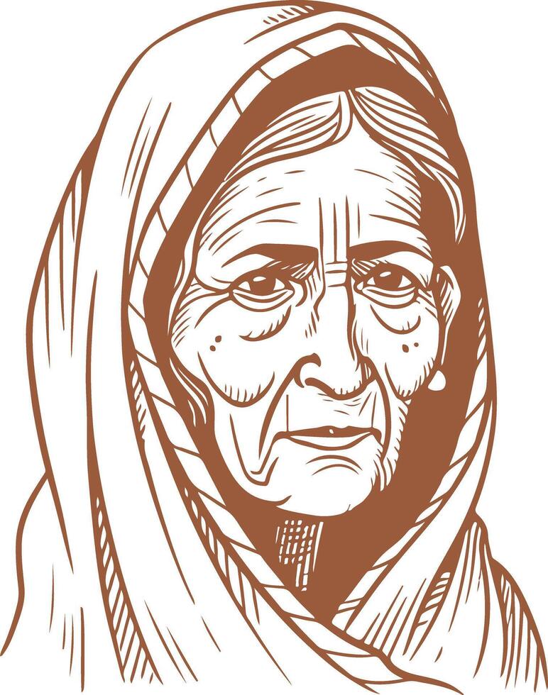 An old woman in a shawl vector