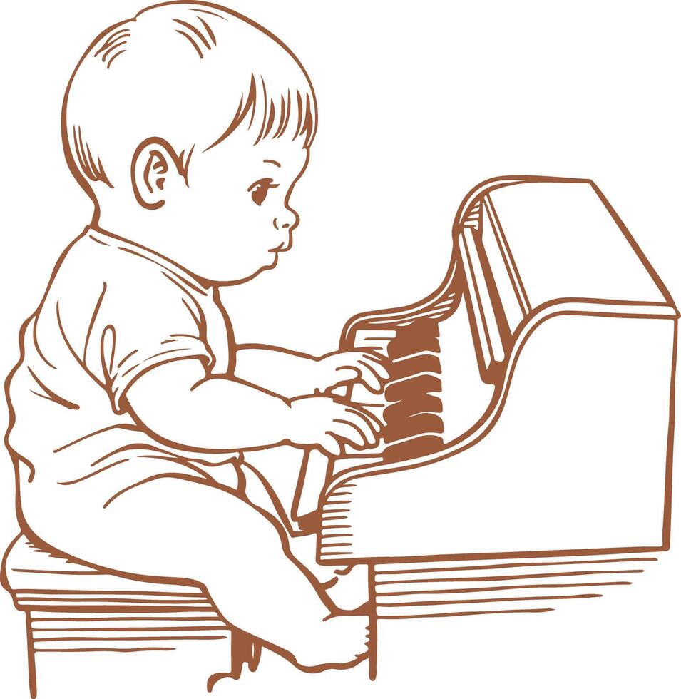 A baby playing the piano vector