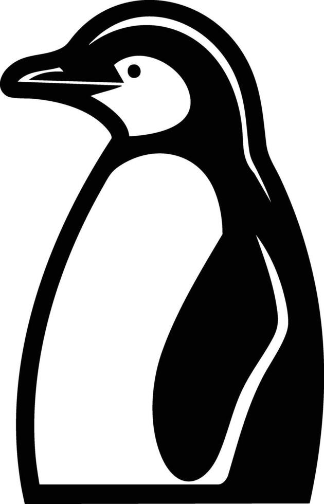 Antarctic Penguin Silhouette In Black And White. vector