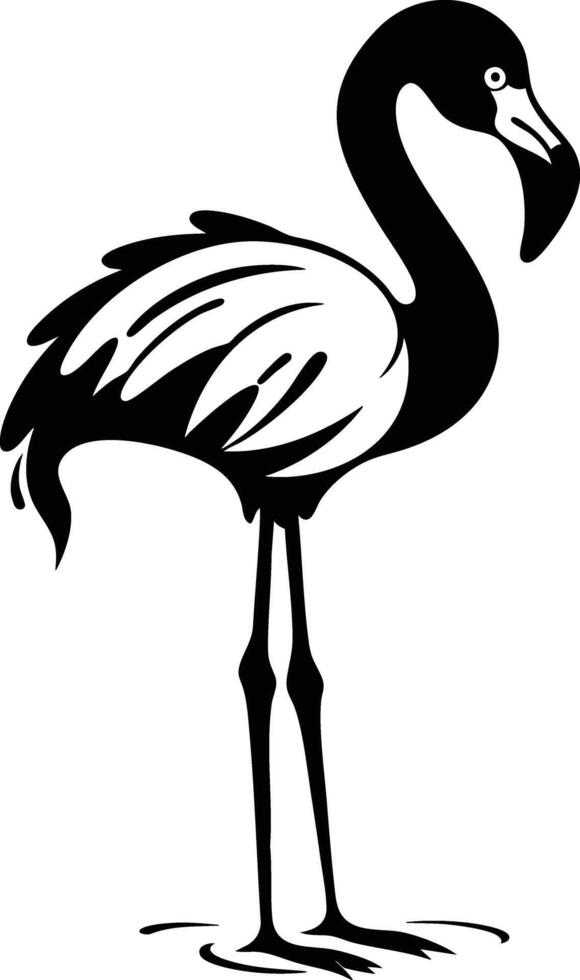 A Majestic Black and White Flamingo Silhouette Stands Tall. vector