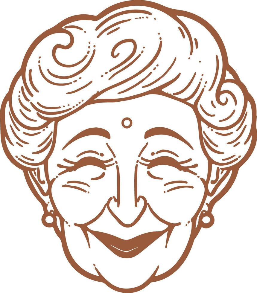 An old woman with curly hair and a smile vector