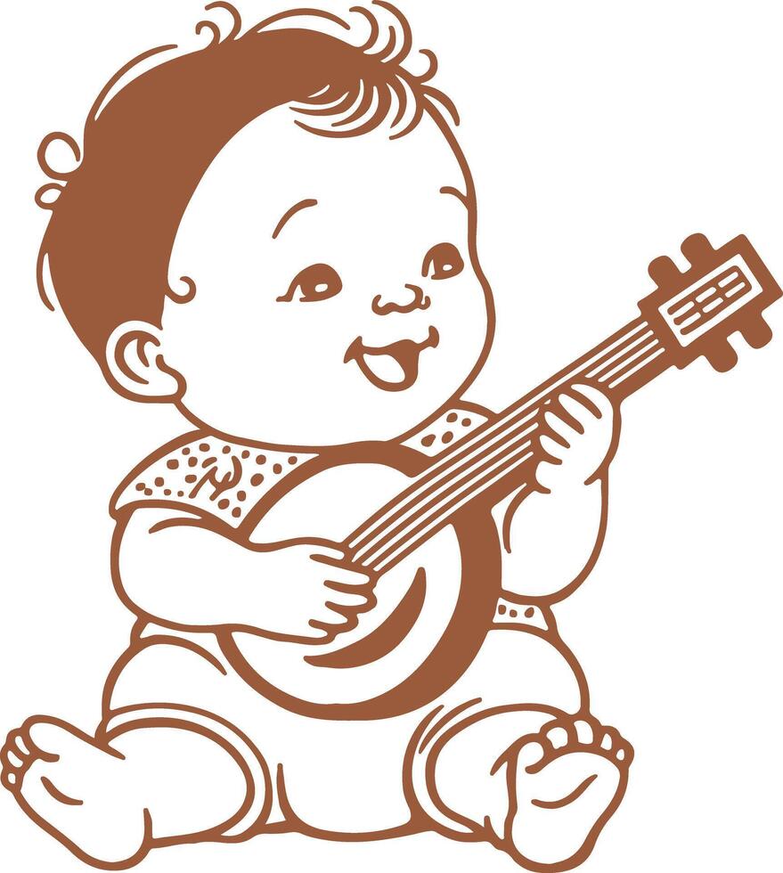 Vintage Baby musician singing vector