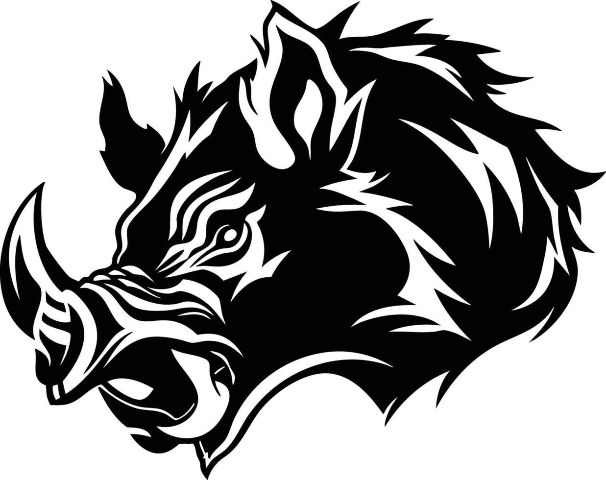 Wild Boar Head Silhouette - Ferocious Power and Instinct vector