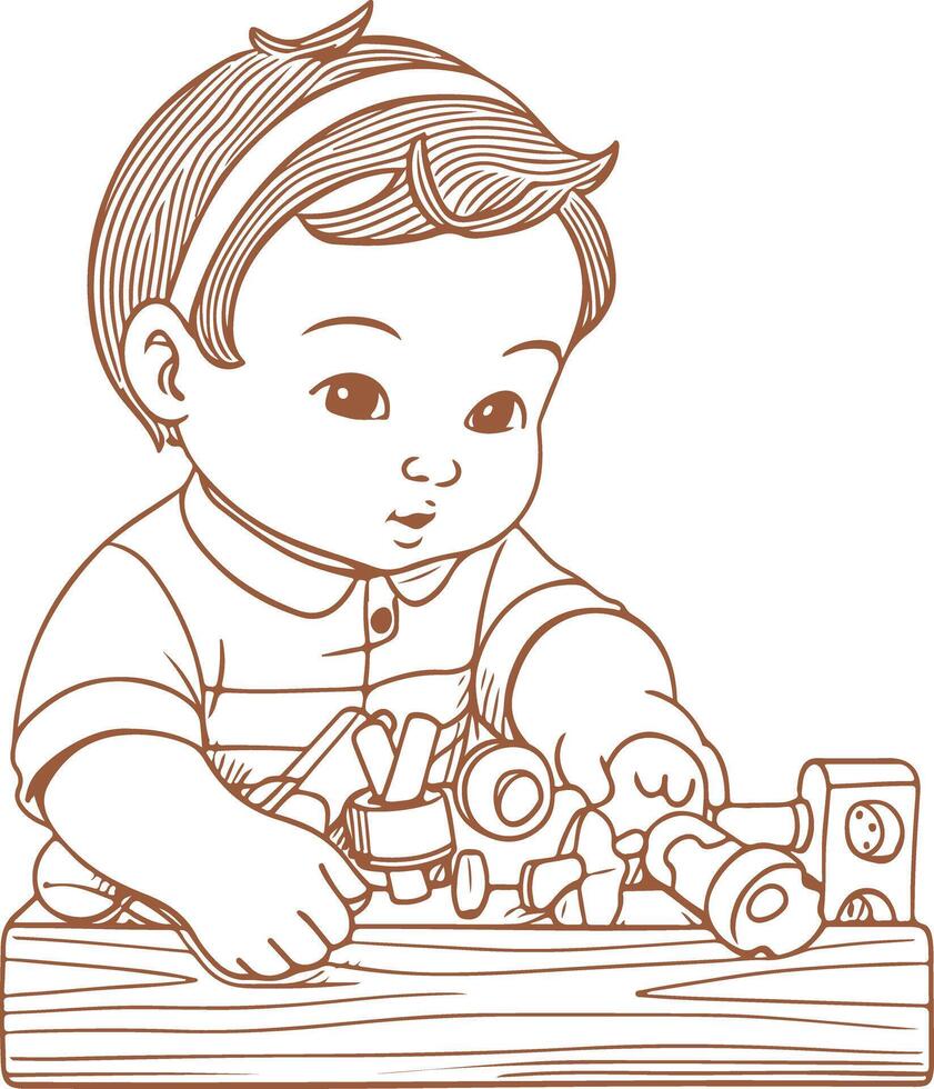 A baby playing with toys vector