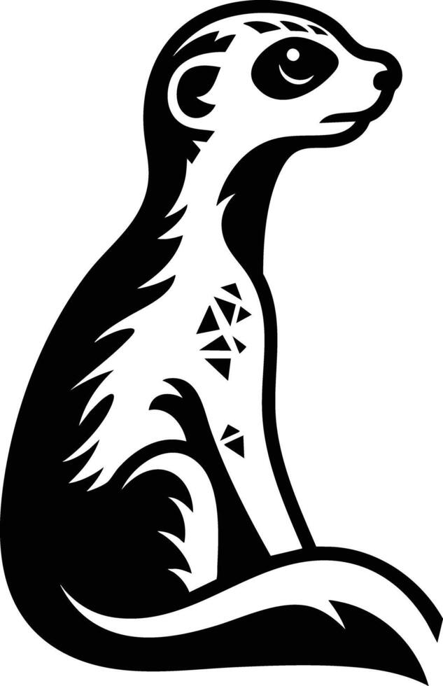 A Black And White Silhouette Of A Sitting Meerkat vector