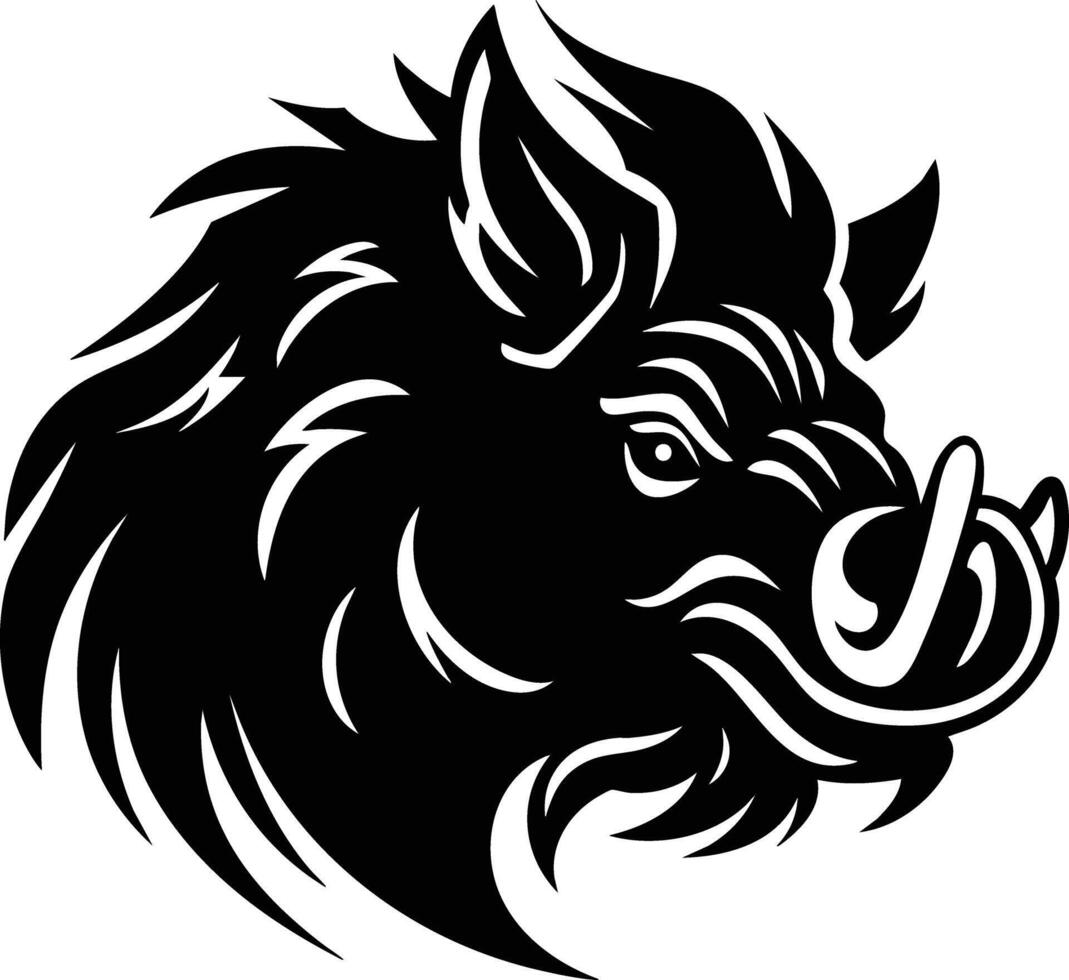 Wild Boar Head Silhouette Illustration Graphic Design vector