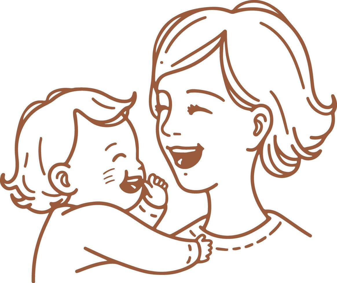 mother and child laughing portrait vector