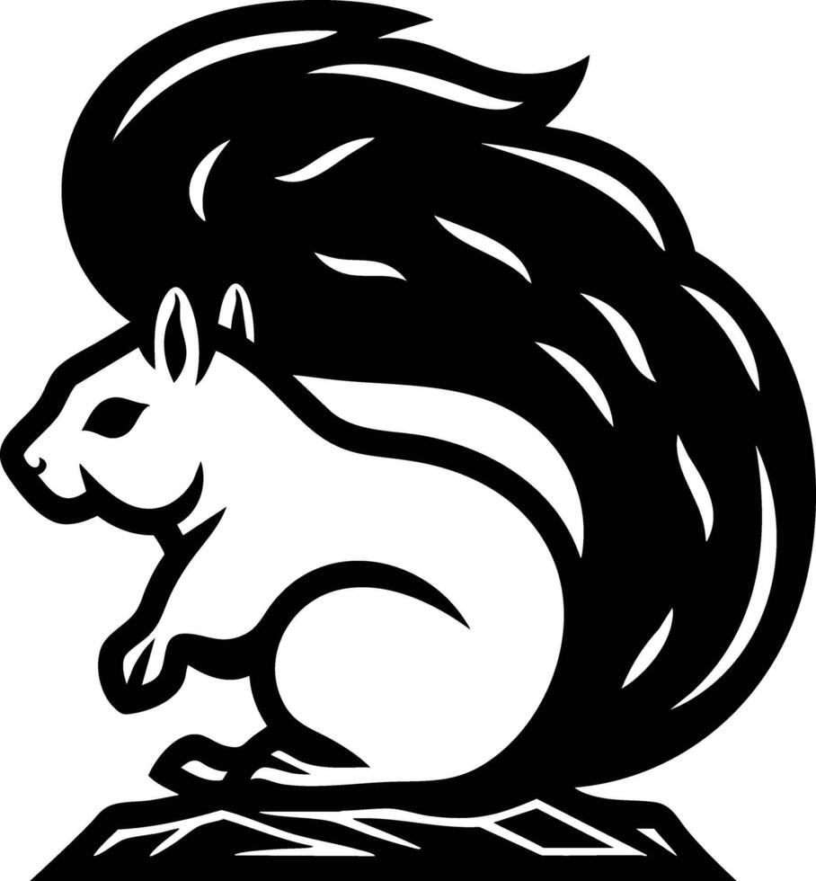 Majestic Black And White Squirrel In Nature. vector