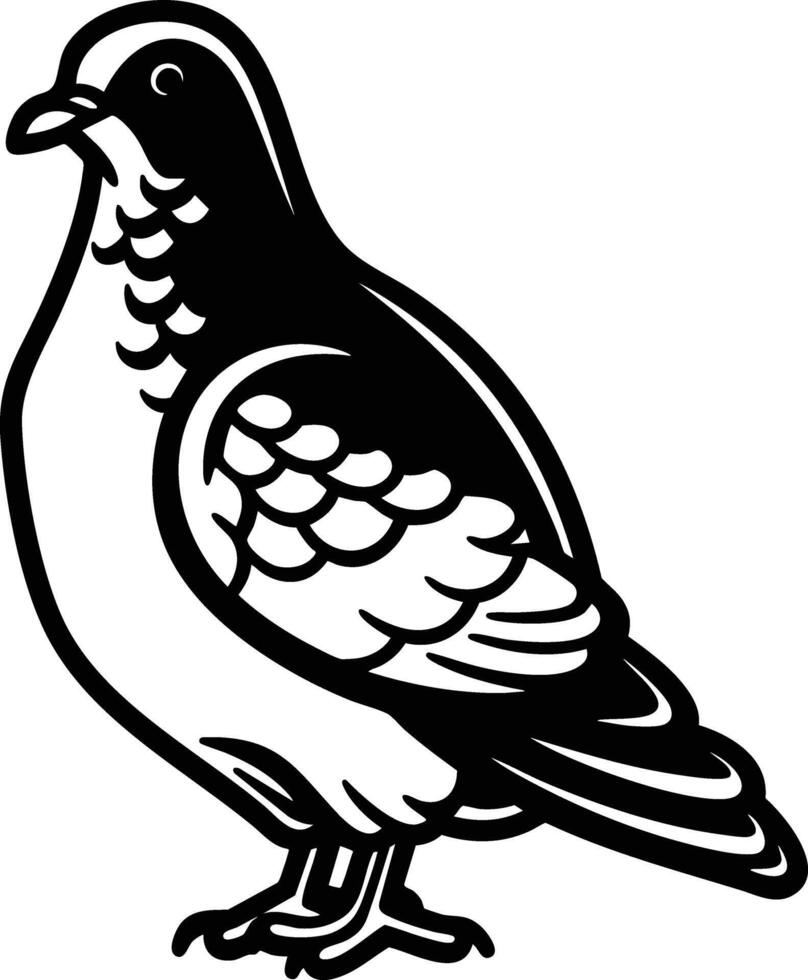 A Black and White Illustration of a Majestic Dove. vector