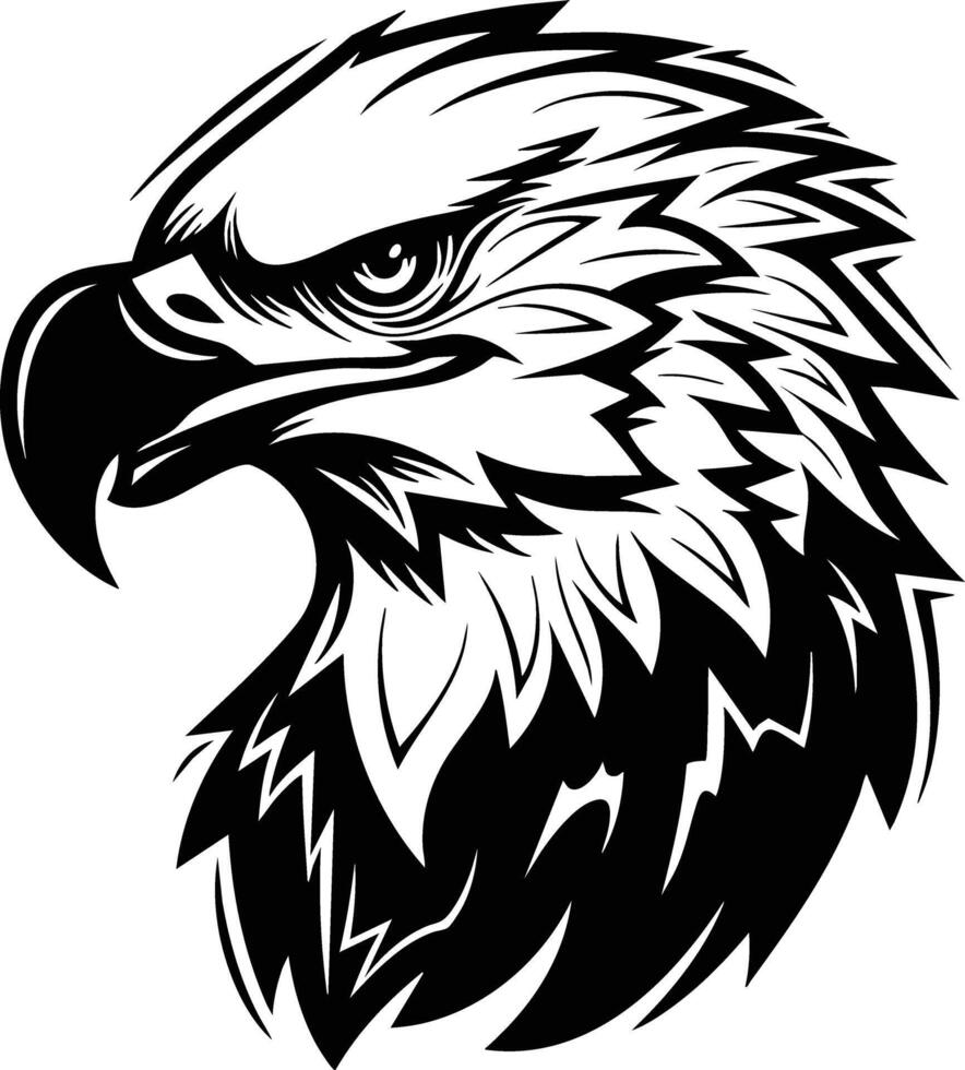 The Majestic Eagle's Powerful Gaze in Black and White. vector