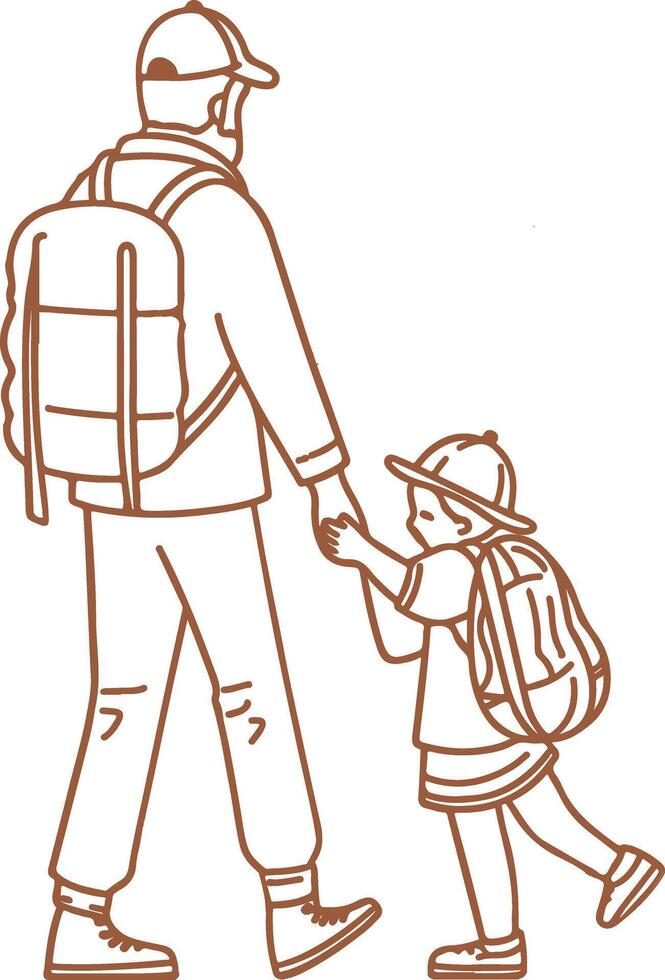 Vintage Father and child going on a cultural outing vector