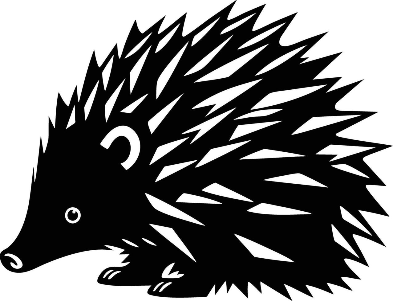 A Spiky Hedgehog Stands Ready, Its Quills Poised. vector