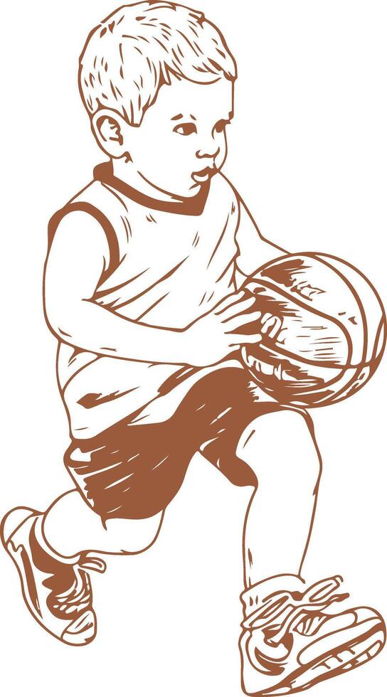 A boy playing basketball vector