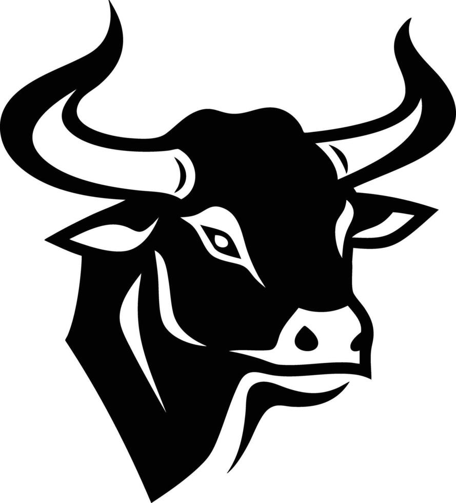 Powerful Bull Head Silhouette in Black and White. vector