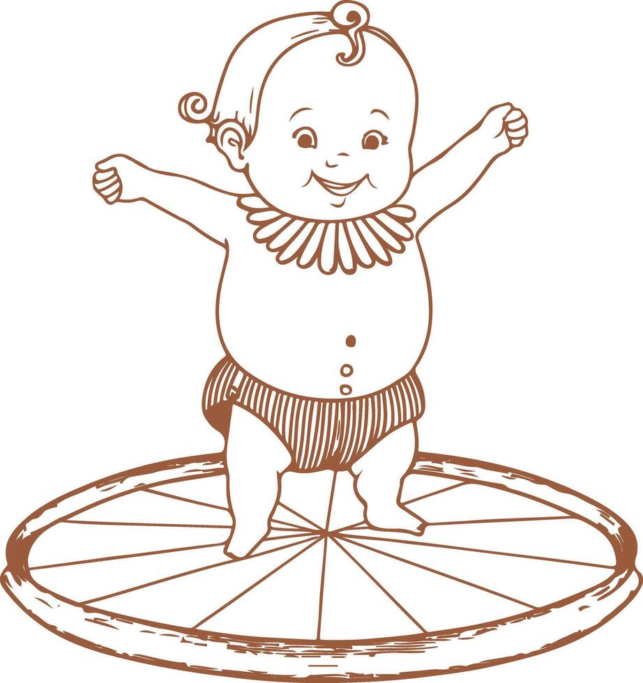 A baby on a tricycle vector